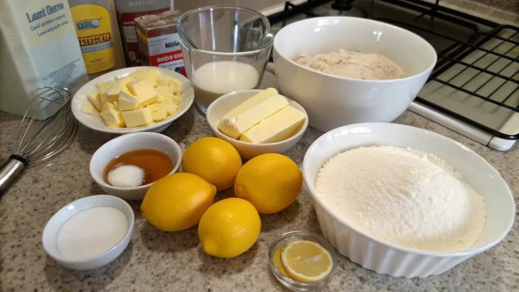 Step-by-step lemon drizzle cake baking process