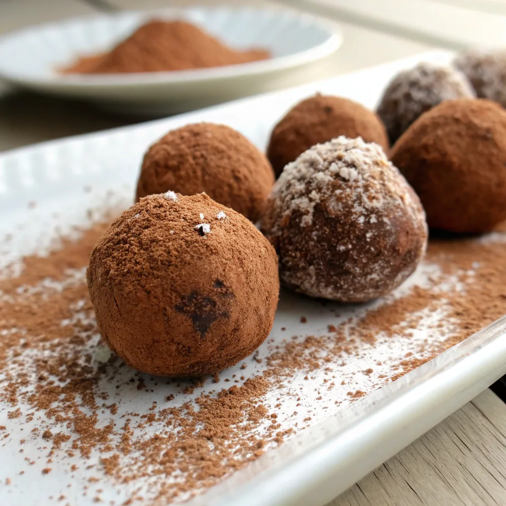 Homemade protein energy balls on a plate.