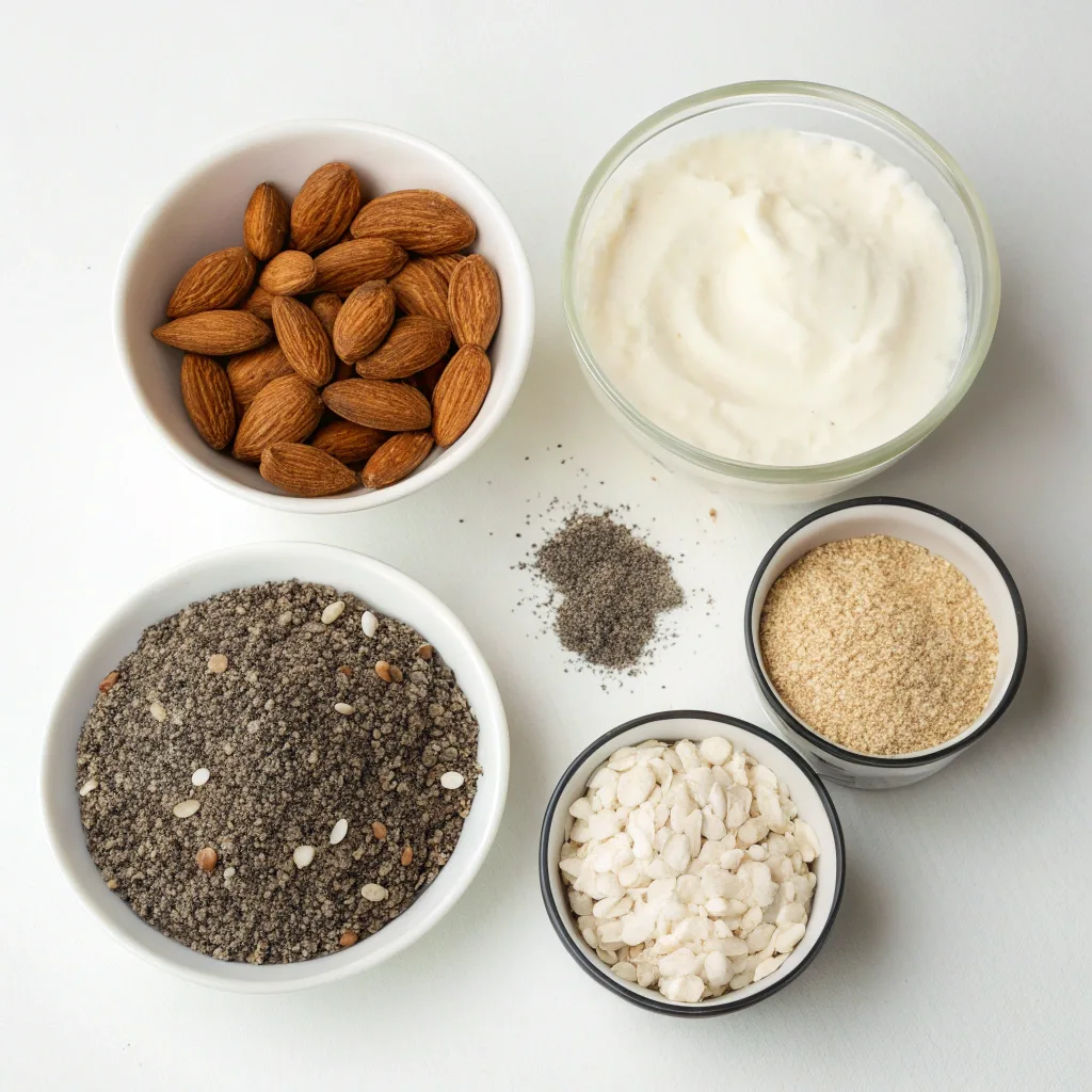 Ingredients for making high protein desserts.