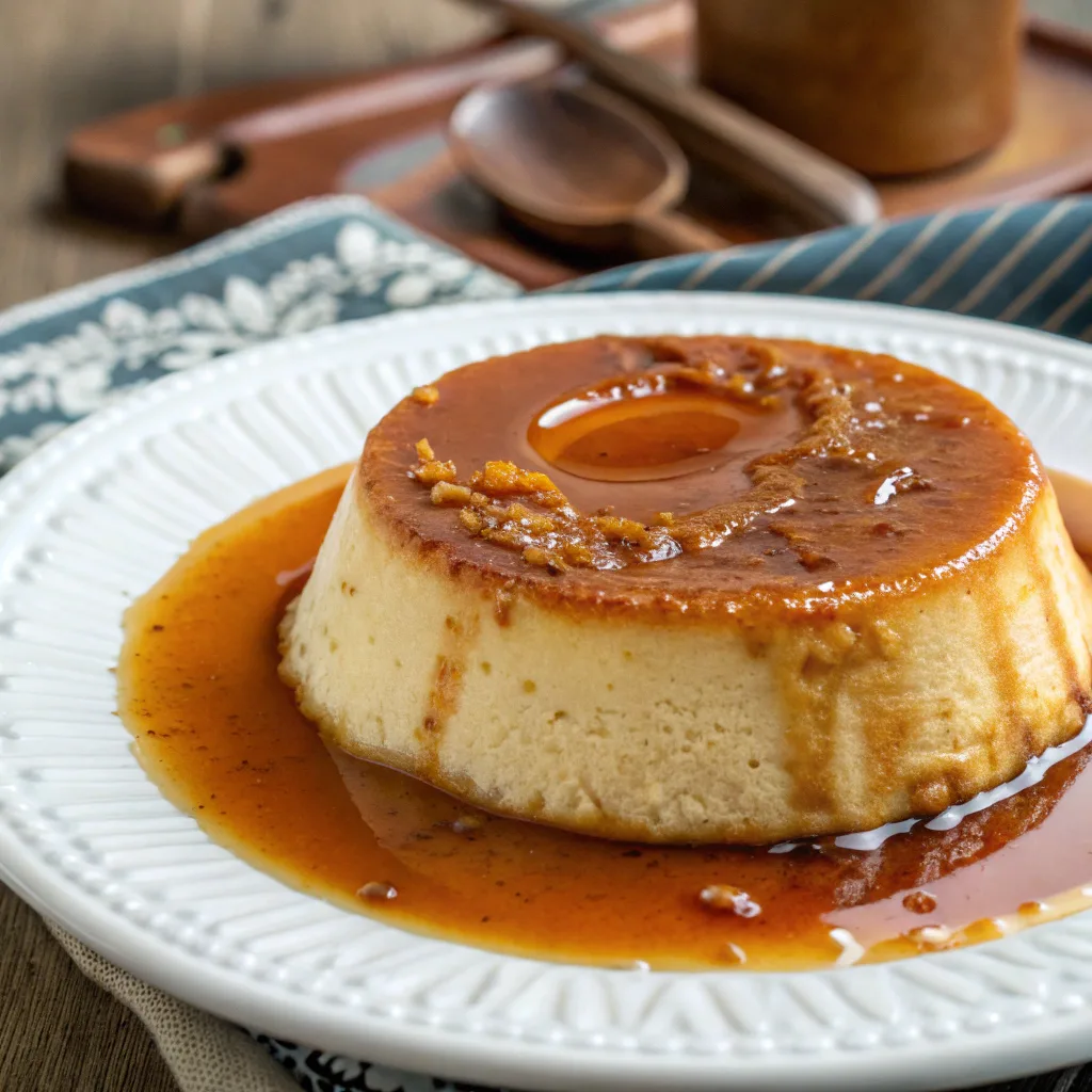 Traditional Venezuelan quesillo flan with caramel glaze.