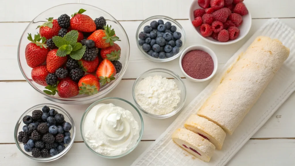 Ingredients and Their Importance for the succesful Triple Berry Angel Food Cake Roll