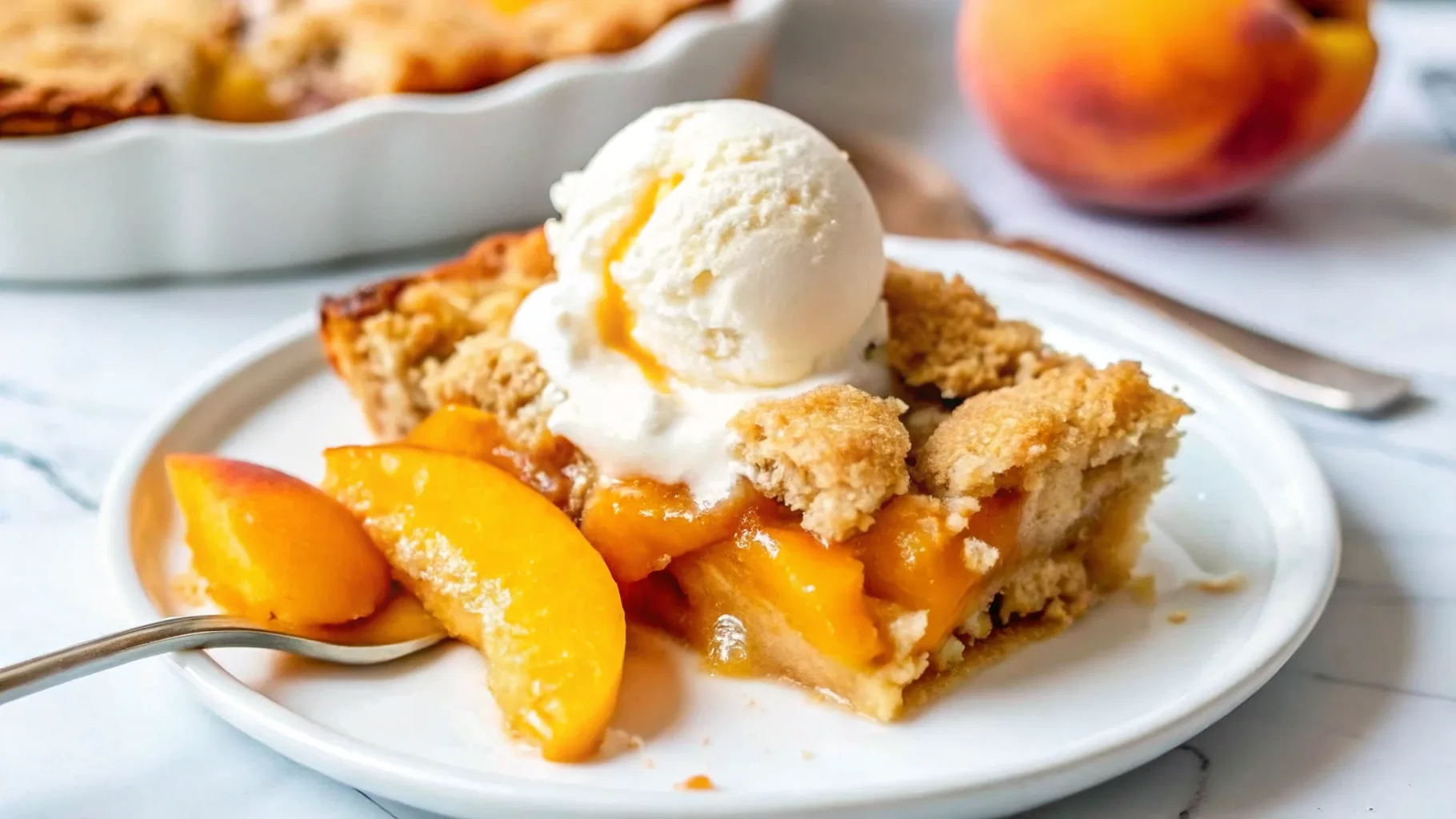 Peach cobbler with cake mix.