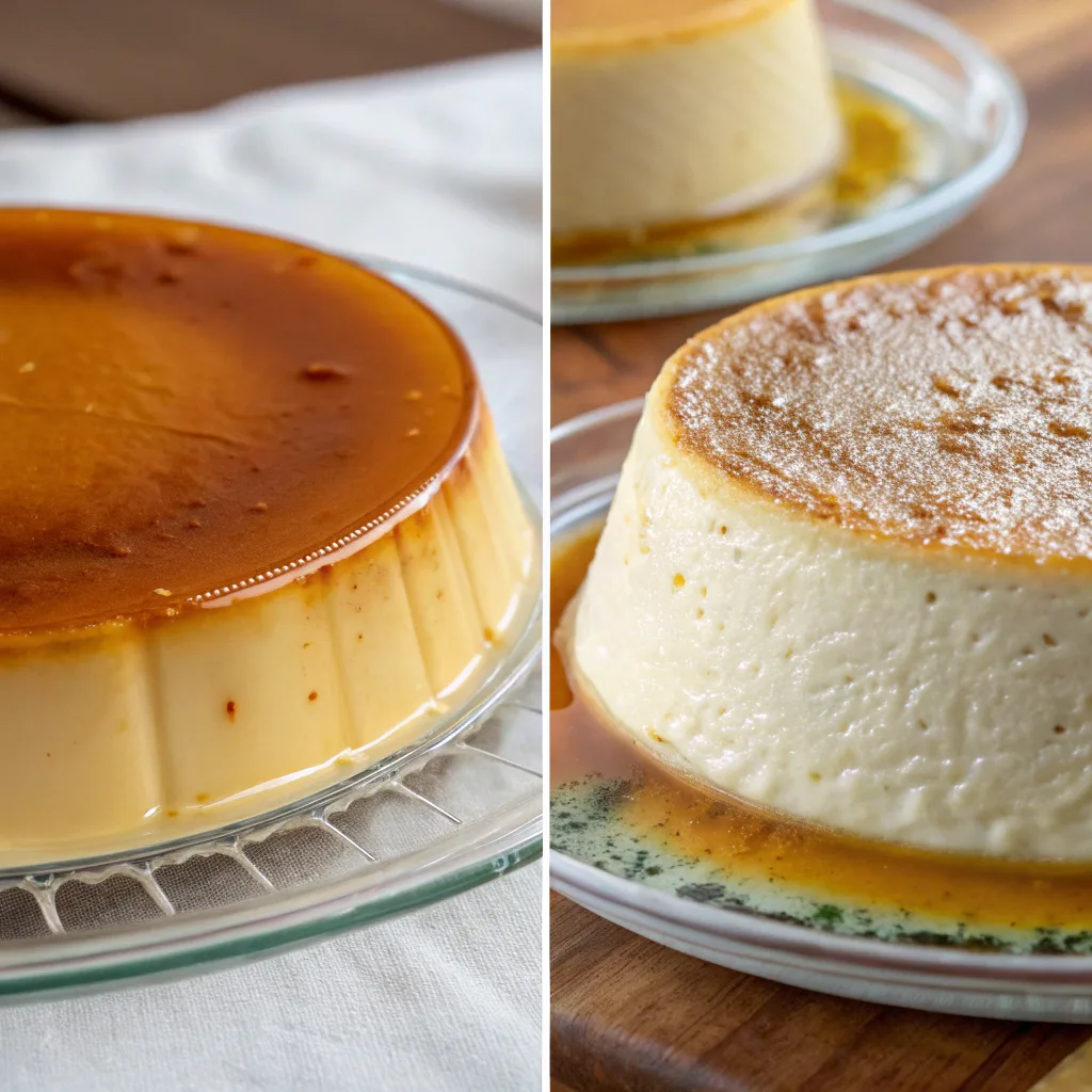 Texture comparison between flan and Venezuelan quesillo.