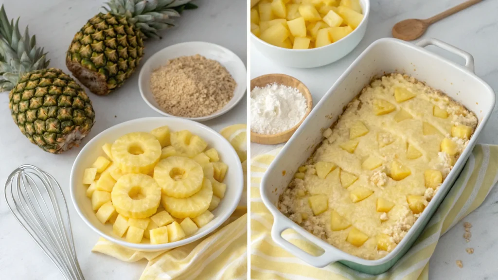 step by step pineappel casserol