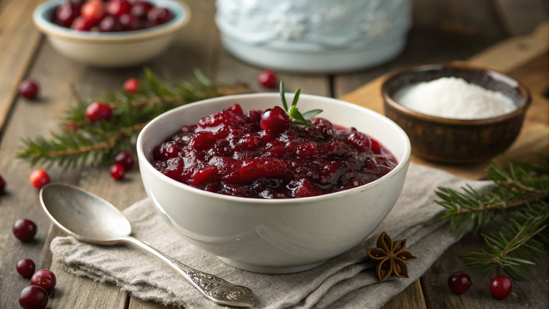 Fresh homemade cranberry sauce recipe in a bowl