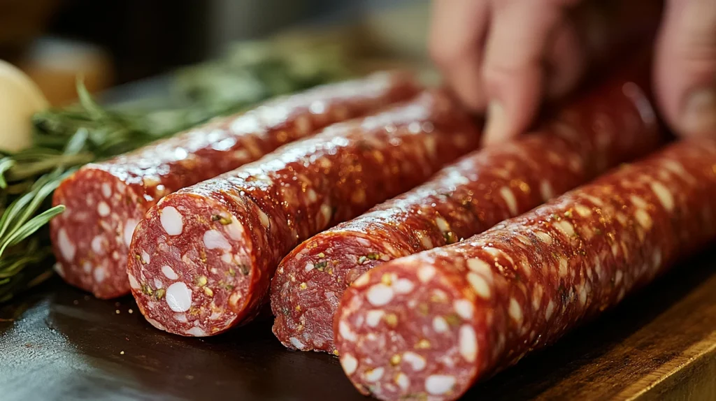 How to make traditional beef pepperoni – stuffing casings.